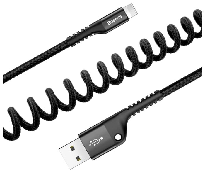 Кабель Baseus Fish Eye Spring USB - Lightning (CALSR) 1 м black фото 2