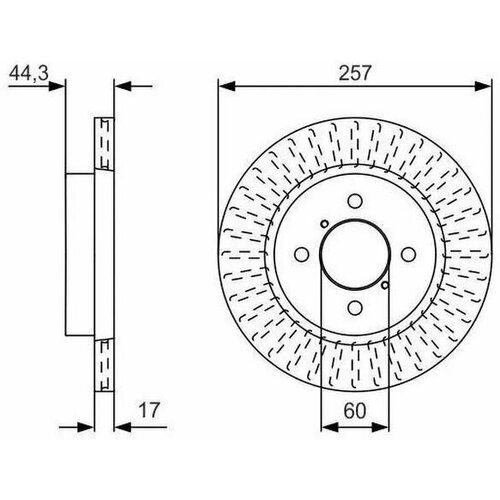 Диск тормозной передний CHERY S12/QQ6 /Vent D257mm BOSCH 0 986 479 U93