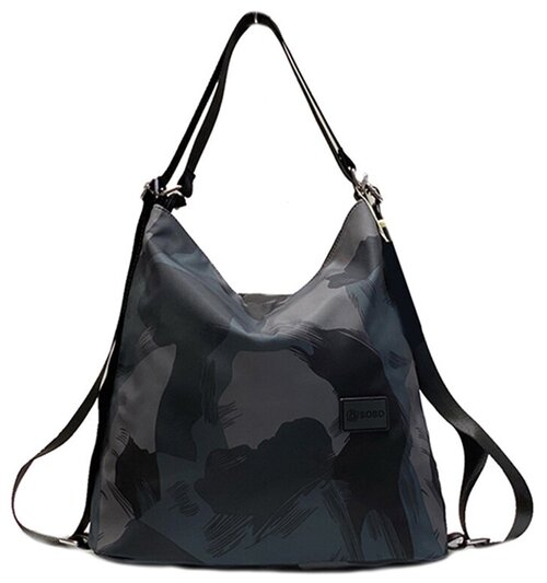 Сумка-рюкзак трансформер PICANO Камуфляж листья темно-синий; серый; черный, 390х340х160мм, 610 грамм / сумка на плечо / рюкзак молодёжный