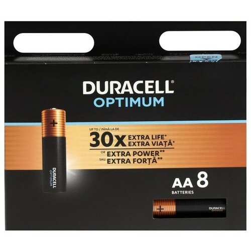 Батарейка алкалиновая Duracell OPTIMUM, AA, LR6-8BL, 1.5В, блистер, 8 шт.