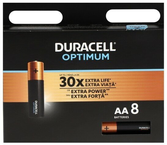 Батарейка алкалиновая Duracell OPTIMUM AA LR6-8BL 1.5В блистер 8 шт.