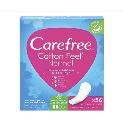 Прокладки женские гигиенические ежедневные, Carefree Cotton Aloe, 56 шт.