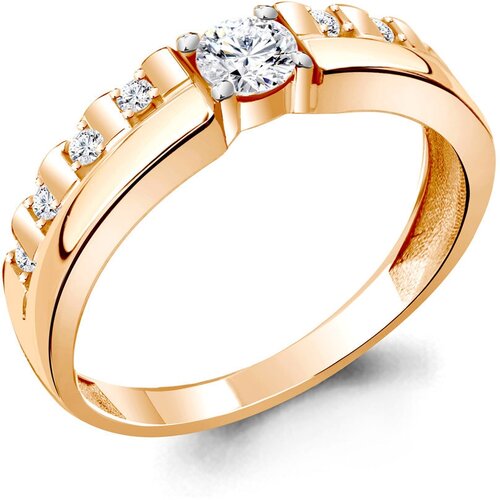 фото Золотое кольцо aquamarine 68862а с фианитом diamant-online