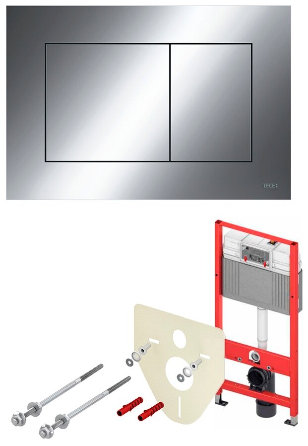 Комплект TECEbase 2.0 для установки подвесного унитаза с панелью смыва TECEnow Панель смыва хром глянцевый инсталляция кнопка смыва