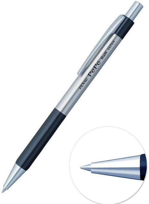 Ручка шариковая PENAC PEPE 0,7 мм автоматическая, цвет корпуса-черный, синие масляные чернила