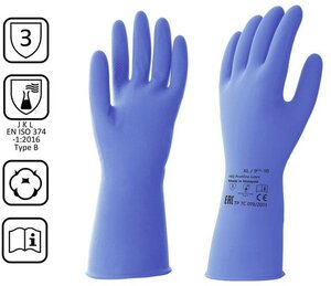 Перчатки латексные многоразовые синие, размер XL 9442532