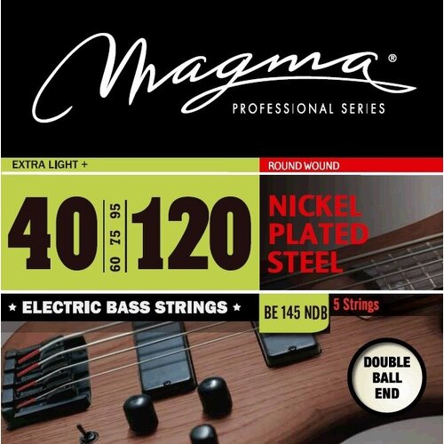 Комплект струн для 5-струнной бас-гитары Low B Double Ball End 40-120 Magma Strings BE145NDB комплект струн для 5 струнной бас гитары high c double ball end 30 105 magma strings be171ndb