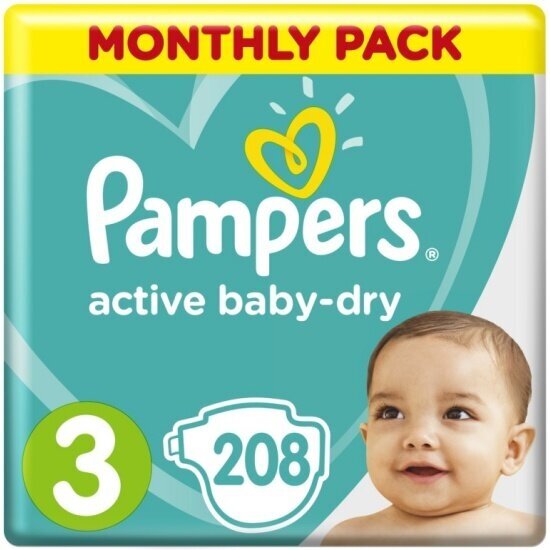 Подгузники PAMPERS Active Baby-Dry 3 Midi (6-10 кг) 208 шт