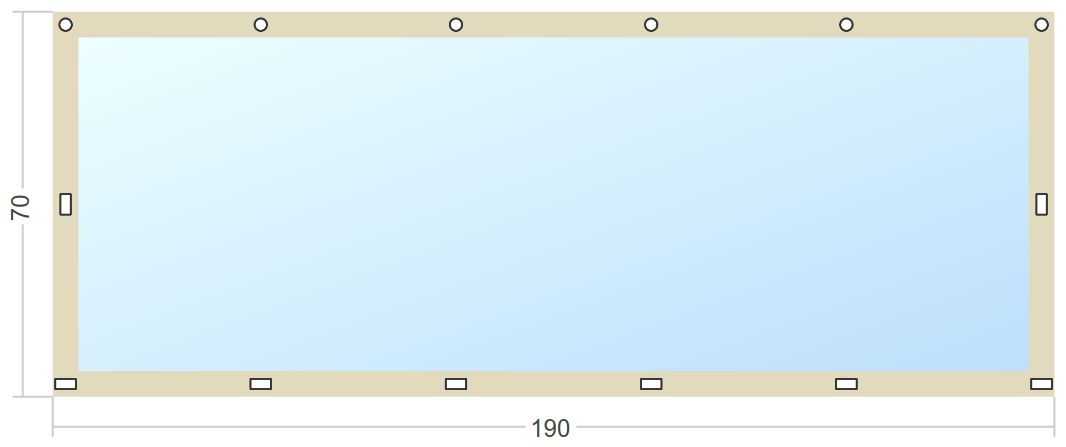 Мягкое окно Софтокна 190х70 см, Прозрачная пленка 0,7мм, Скоба-ремешок, Бежевая окантовка, Комплект для установки - фотография № 3