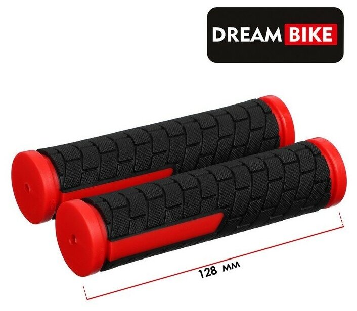 Грипсы 128 мм, Dream Bike, посадочный диаметр 22,2 мм, цвет чёрный/красный