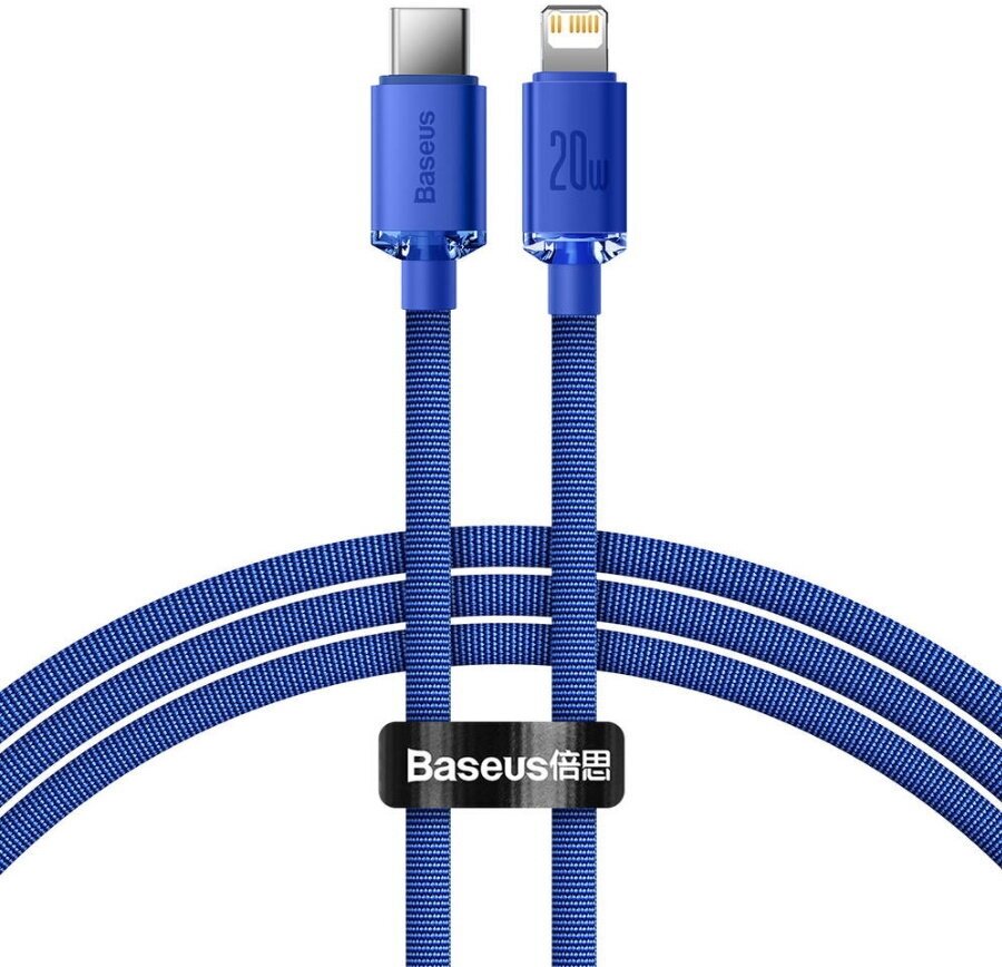 Кабель Baseus Crystal Shine Series Fast Charging Data Cable Type-C to Lightning 20W 2m Blue (CAJY000303)