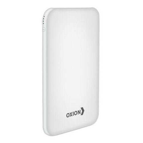 Внешний аккумулятор OXION, 2 USB, 10000 мАч, Li-pol, 2/1 A, фонарик, белый