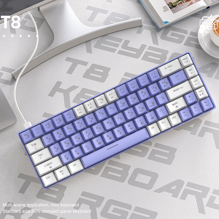 Клавиатура механическая русская Wolf T8 игровая с RGB подсветкой проводная для компьютера ноутбука Gaming/game keyboard usb светящаяся