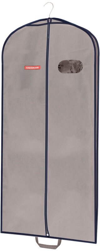 Чехол для одежды объемный Hausmann с овальным окном ПВХ и ручками цвет серый