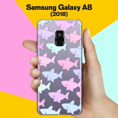 Силиконовый чехол на Samsung Galaxy A8 (2018) Акулы / для Самсунг Галакси А8 2018