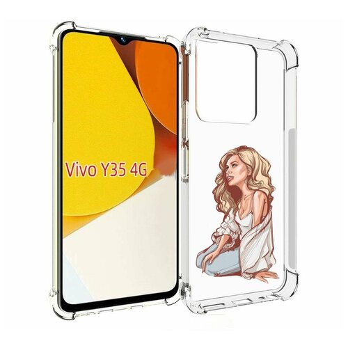 Чехол MyPads красивая-девушка-в-белом женский для Vivo Y35 4G 2022 / Vivo Y22 задняя-панель-накладка-бампер