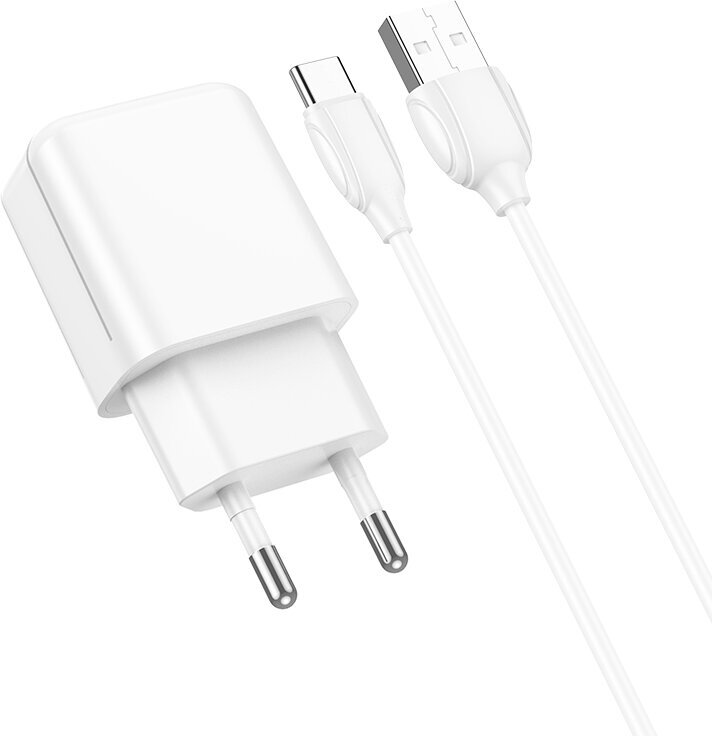 Сетевое зарядное устройство 1USB 2.1A для Type-C Borofone BA64A 1м White