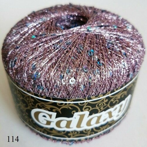 Пряжа Seam Galaxy Сеам Гэлэкси, 114 розовый, 75% полиэстер 25% пайетки, 25 г, 340 м, 2 мотка.