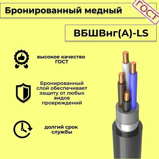 Кабель бронированный ВБШвнг(A)-LS 4х10 мм2, 1м - фотография № 2