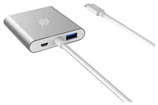 USB-концентратор  HIPER HIPER HUB C4 - USB Type-C (C4), разъемов: 5, серебристый