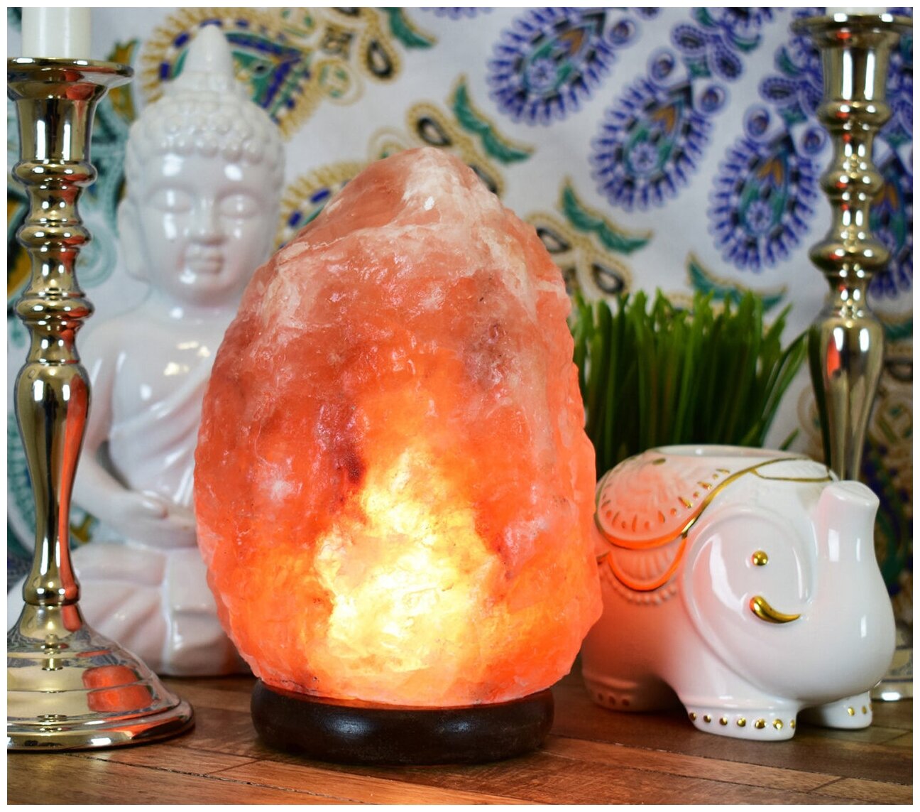 Гималайская солевая лампа/Himalayan Salt Lamp/ ночник, декоративный/настольный светильник Скала 1-2 кг - фотография № 2