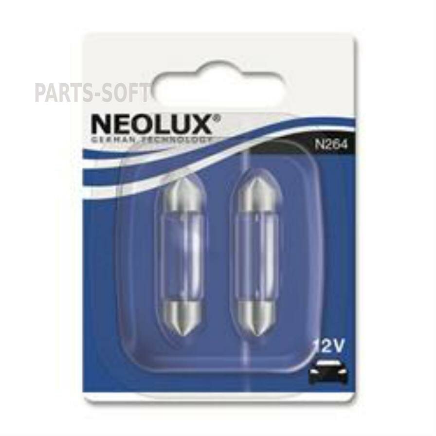 NEOLUX N264-02B Лампа 12V C10W SV8.5-8 41мм 100лм блистер (2шт.) Standard NEOLUX