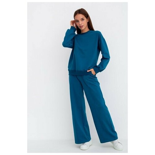 Комплект одежды Modellini, размер 52, синий женский свитшот с длинным рукавом повседневный однотонный свободный свитшот с геометрическим принтом в стиле пэчворк осень зима 2021