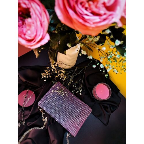 фото Сумка клатч diamond pink розовая со стразами на цепочке муж купил