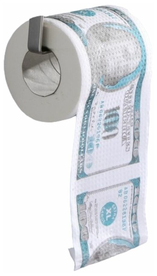 Салфетки бумажные в виде рулона туалетной бумаги "100 долларов", прикольный подарок-сувенир, 1-х слойные, 21 метр - фотография № 1