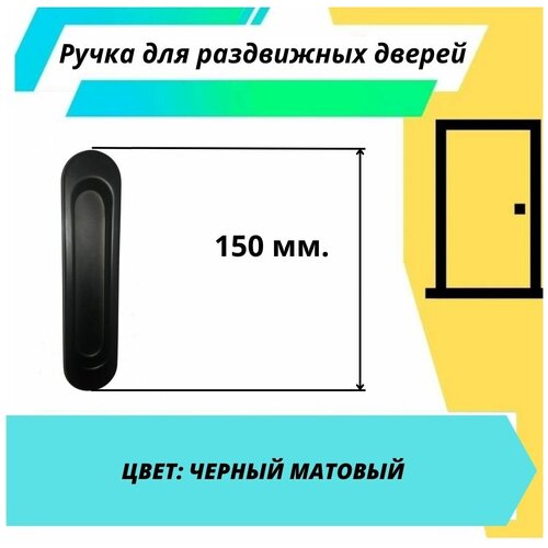 Ручка для раздвижных дверей (шкаф-купе) черный матовый цвет