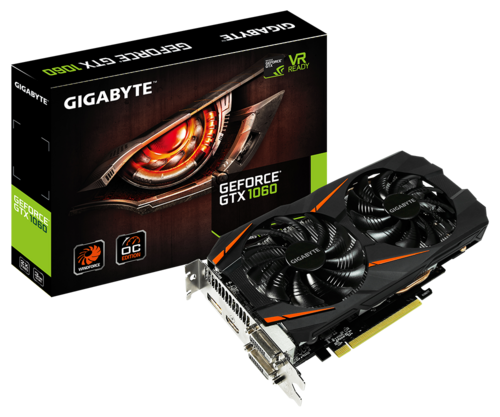 Видеокарта Gigabyte GTX 1060 3gb WindForce OC (GV-N1060WF2OC-3GD)