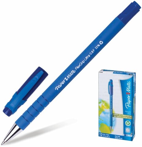 Ручка шариковая PAPER MATE "Flexgrip Ultra", синяя, корпус soft-touch, узел 1,2 мм, линия письма 0,8 мм, S0190093