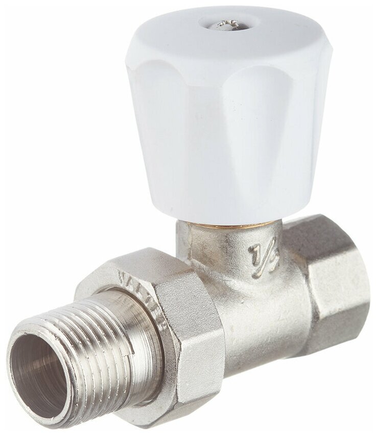 Клапан (вентиль) регулирующий ручной прямой (VT.008. LN.04) 1/2 НР(ш) х 1/2 ВР(г) для радиатора