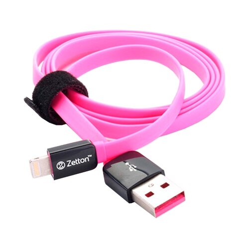 фото Кабель Zetton Flat USB - Lightning 1 м розовый