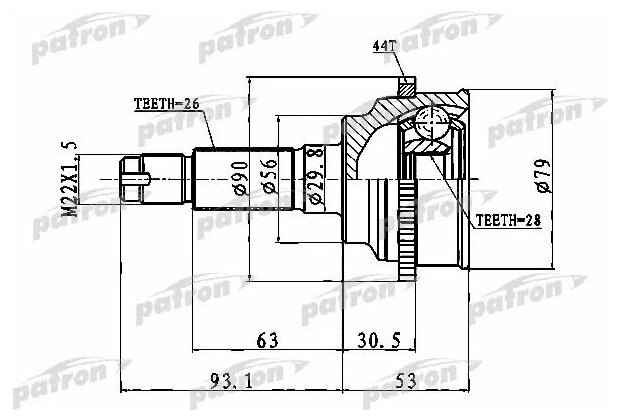 ШРУС наружный с ABS MAZDA 323 BJ 98-04, PREMACY CP 99-05