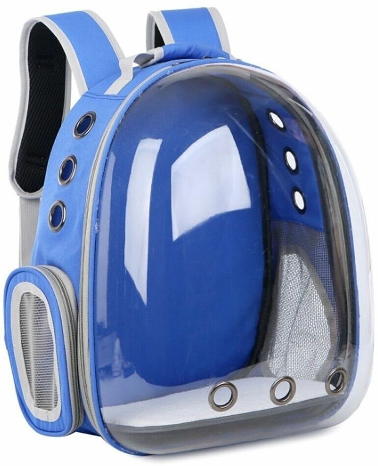 Рюкзак переноска для собак и кошек с иллюминатором / Ранец для животных с панорамным видом Morento синий - фотография № 12