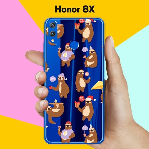 Силиконовый чехол Узор из ленивцев на Honor 8X силиконовый чехол узор из ленивцев на honor 9x