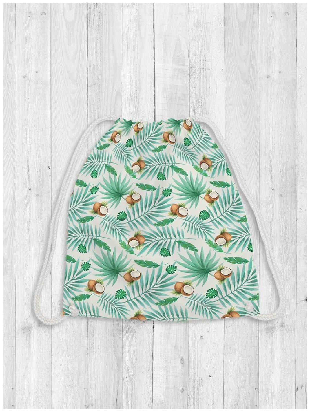 Сумка рюкзак-мешок JoyArty "Кокосовые пальмы" для обуви и вещей, 38x40 см