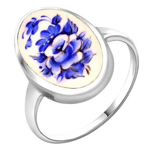 фото Серебряное кольцо золотые узоры 96-01-0008-32 с финифтью diamant-online