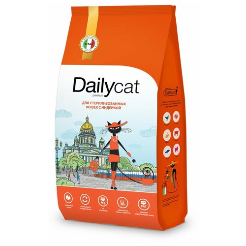 Сухой корм Dailycat casual для взрослых стерилизованных кошек с индейкой - 10кг