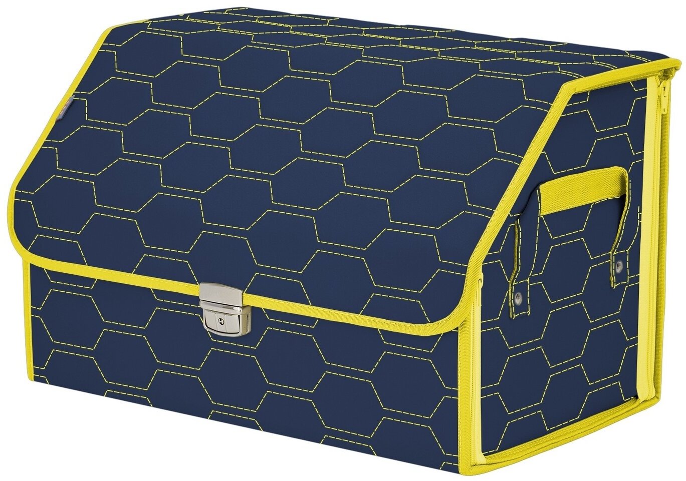 Органайзер-саквояж в багажник "Союз Премиум" (размер L). Цвет: синий с желтой прострочкой Соты.