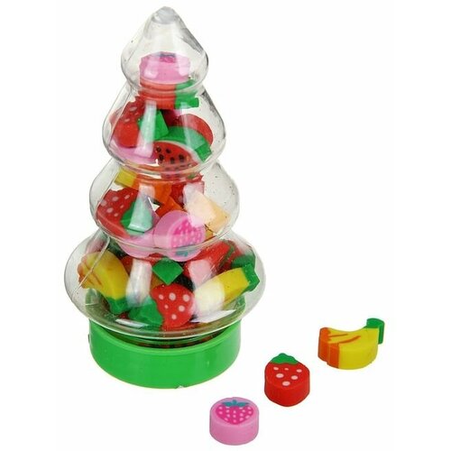 Набор ластиков фигурных 30 шт фигурки в бутылочке пластиковой Елочка микс 153₽