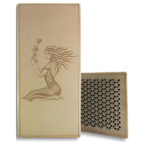 фото Доска садху с динамическими гвоздями, девушка с цветком - 311 шаг 10мм светлая goodwood