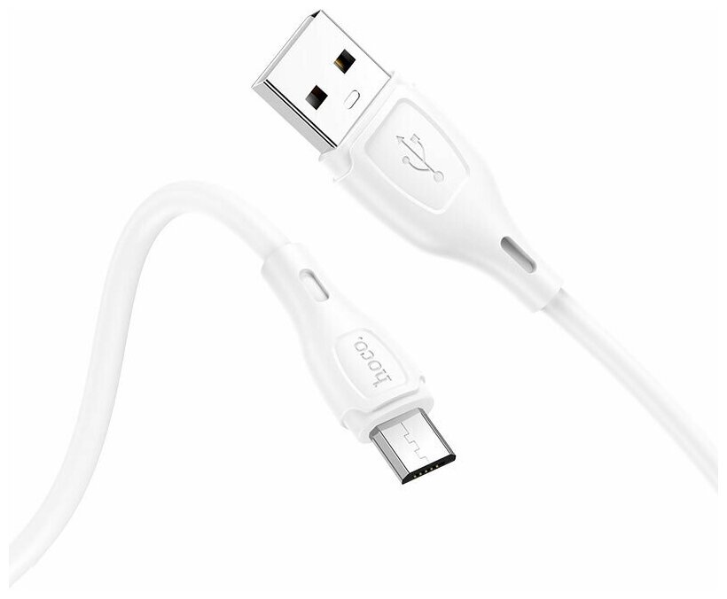 USB кабель HOCO X61 Ultimate silicone USB - Micro USB 2.4А 1м белый