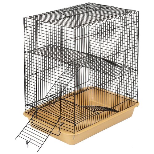 4237беж-черн дарэлл ECO Клетка д/грызунов ХОМА-3, н/разборн,3эт, шаг прута 8мм, 24х38см (б/наполнен
