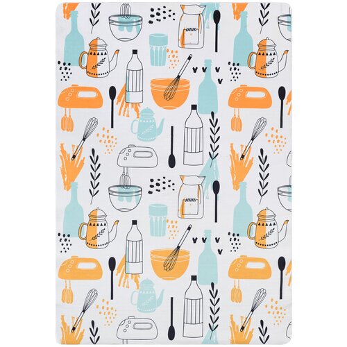 Коврик 70 на 240 см для кухни, безворсовый, белый, жёлтый, голубой Brillant Kitchen E-20.8