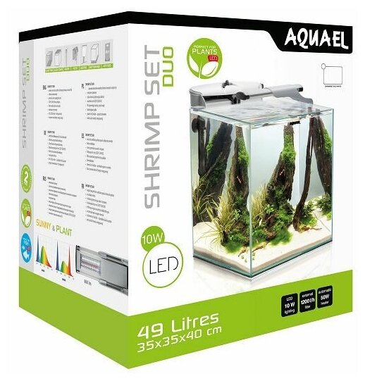 Аквариум AQUAEL FISH & SHRIMP SET DUO белый 49 литров, (35*35*40см) с внешним фильтром, обогревателем и светильником - фотография № 6