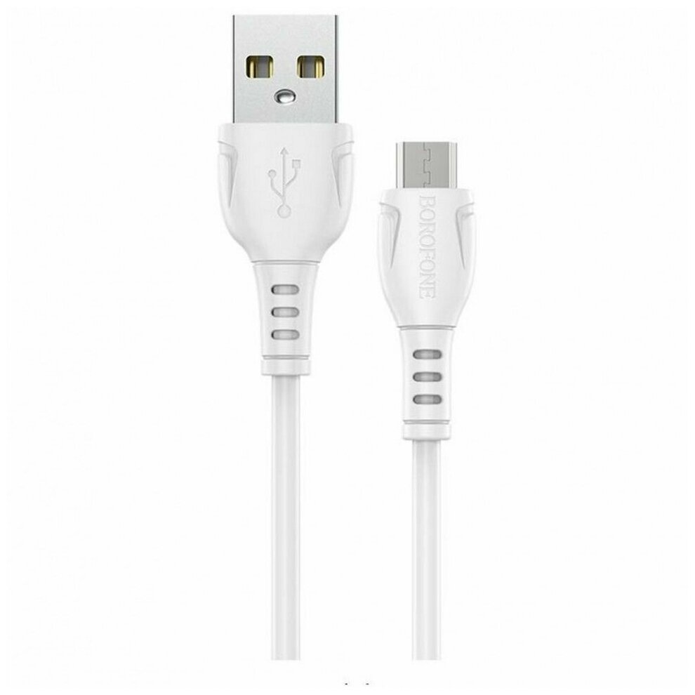 Кабель Borofone BX51, microUSB - USB, 2.4 А, 1 м, PVC оплётка, белый