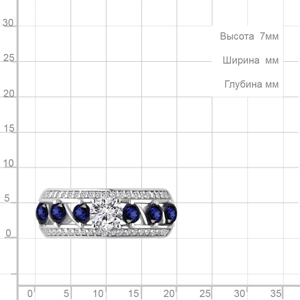 Кольцо Diamant online, серебро, 925 проба, фианит, сапфир синтетический