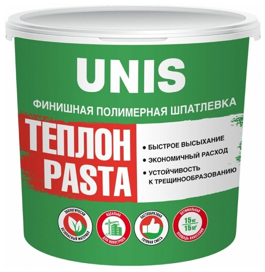 Шпатлёвка полимерная финишная Юнис / Unis Теплон Pasta 5кг - фотография № 1